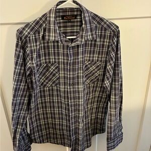 Ben Sherman Black and White Plaid Men's Shirt